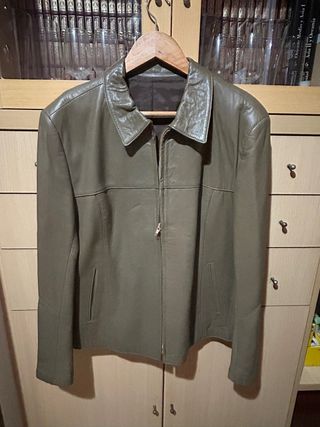 Chaqueta de piel mujer verde oliva