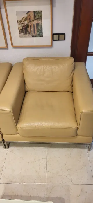 Sillón Piel Landskrona Beige