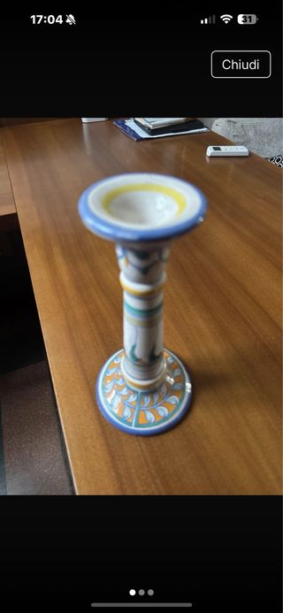 Porta candela decorato Deruta