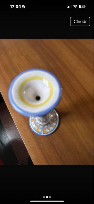 Porta candela decorato Deruta