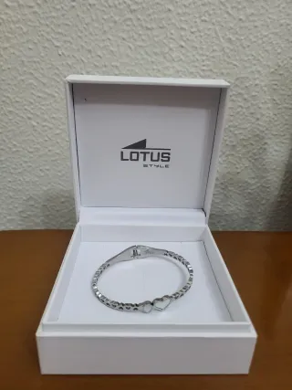 Pulsera Lotus Style Corazón Plata y Blanco