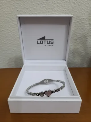 Pulsera Lotus Style Corazón Plata y Blanco