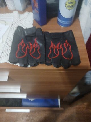 Guantes moto custom sin dedos llamas talla l
