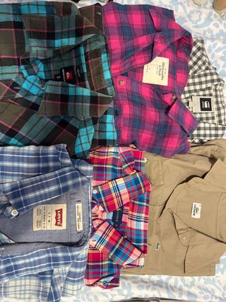 Lote 6 Camisas Plaid Hombre/Mujer