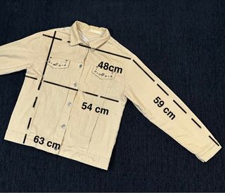 Chaqueta vaquera boho beige flecos XL mujer