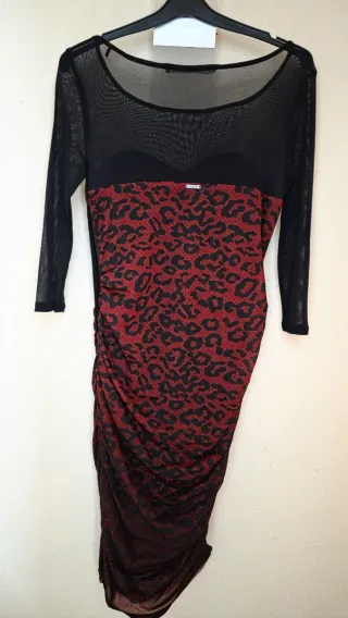 Vestido estampado leopardo y tul