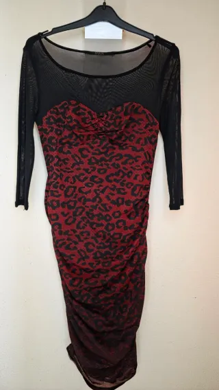 Vestido estampado leopardo y tul