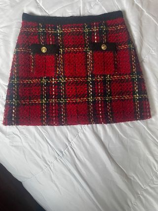 Falda Zara cuadros roja Talla S