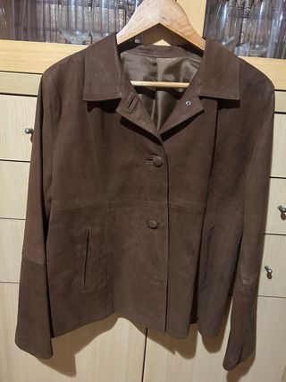 Chaqueta de piel mujer marrón