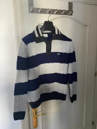 Jersey Lacoste T4 Rayas Azul/Gris