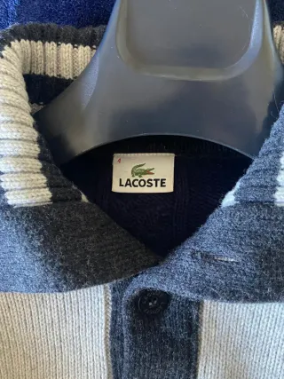Jersey Lacoste T4 Rayas Azul/Gris