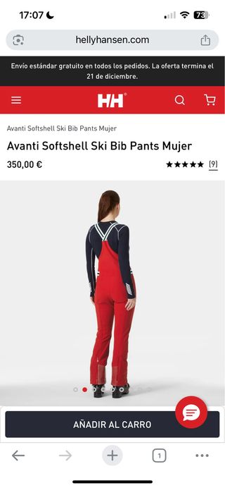Pantalón de esquí rojo Helly Hansen Mujer