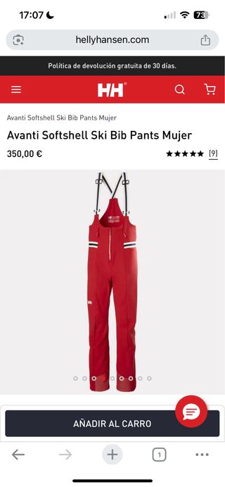 Pantalón de esquí rojo Helly Hansen Mujer