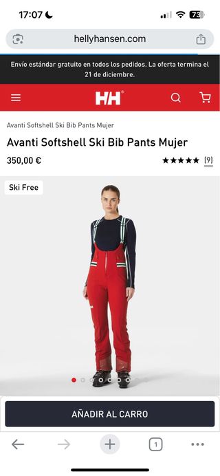 Pantalón de esquí rojo Helly Hansen Mujer