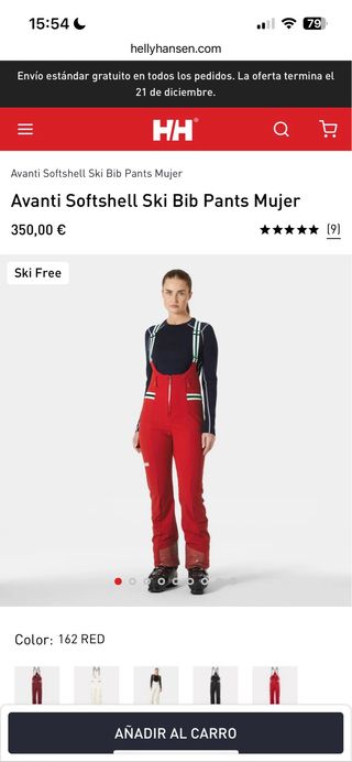 Pantalón de esquí rojo Helly Hansen Mujer