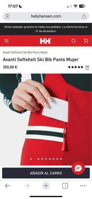 Pantalón de esquí rojo Helly Hansen Mujer