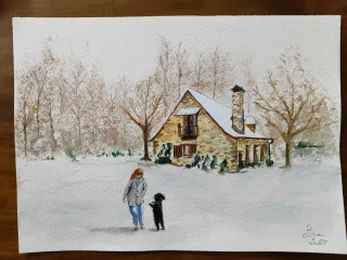 Lámina acuarela pintada a mano