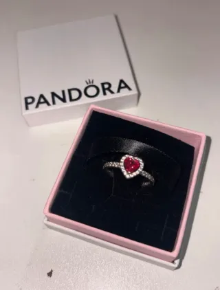 Anillo Pandora Corazón Rojo + Charm + caja