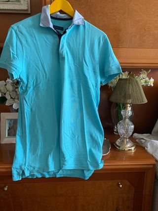 Massimo Dutti Polo Hombre Azul Turquesa