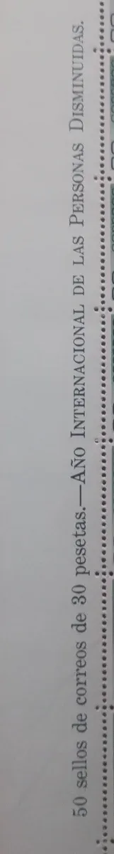 50 sellos de 30 pesetas Año Personas Disminuidas