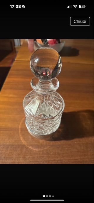 bottiglia liquore vintage cristallo e argento