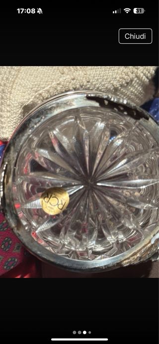 bottiglia liquore vintage cristallo e argento