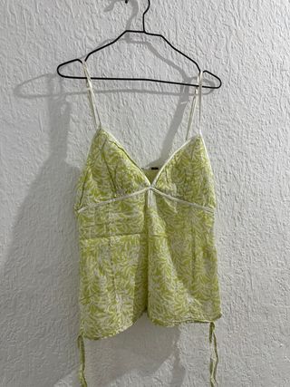 Camiseta tirantes estampada mujer