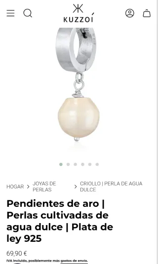 Pendiente Aro Kuzzoi Plata 925 y Perla