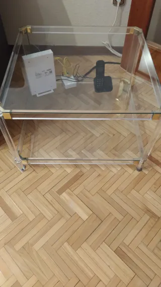 Mesa Rinconera Salón Acrílico y Cristal
