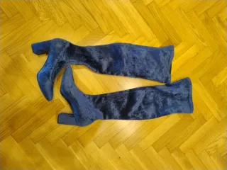 Botas altas de terciopelo azul