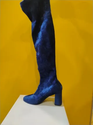 Botas altas de terciopelo azul