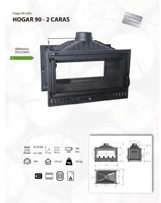 Estufa de Leña Doble cara  Nueva MAD233014