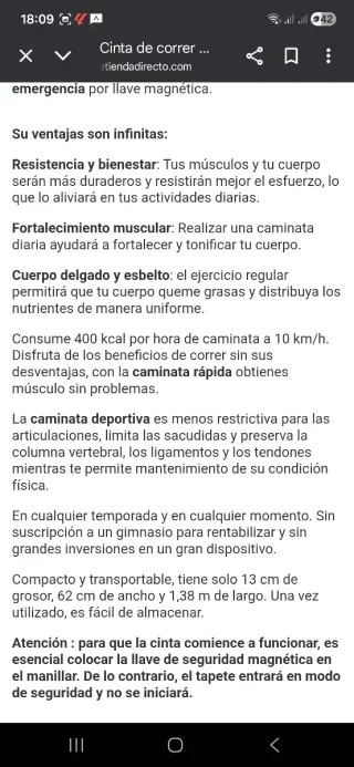 Cinta de correr 10 km/h Bonplus Slim Plegable