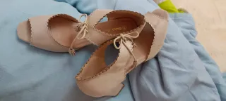 Zapatos Lolita tacón grueso 9cm T45 beige