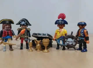 Lote 4 Playmobil Piratas con Tesoro