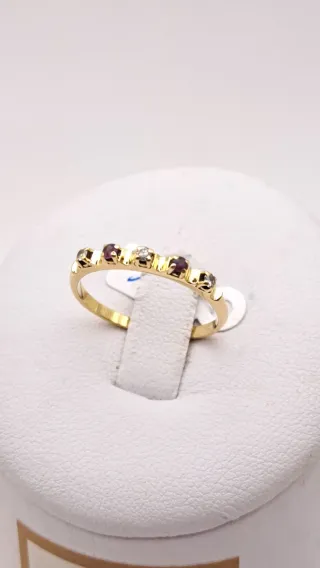 Anillo Oro 18k con Diamantes y Rubíes