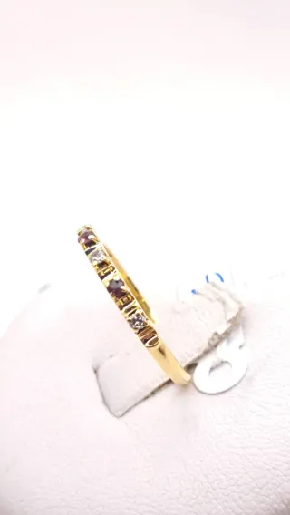 Anillo Oro 18k con Diamantes y Rubíes