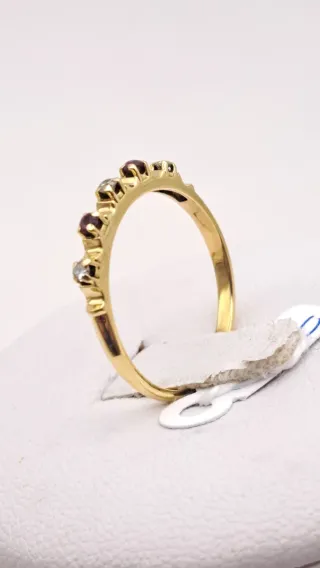Anillo Oro 18k con Diamantes y Rubíes