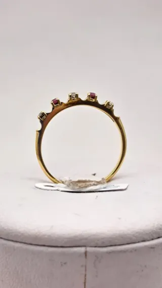 Anillo Oro 18k con Diamantes y Rubíes