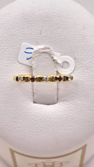 Anillo Oro 18k con Diamantes y Rubíes