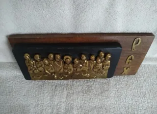 Última Cena Relieve Dorado Madera
