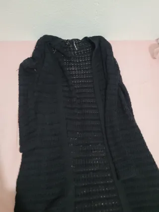 Cárdigan largo mujer negro