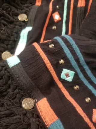 Chaqueta kimono boho chic negro