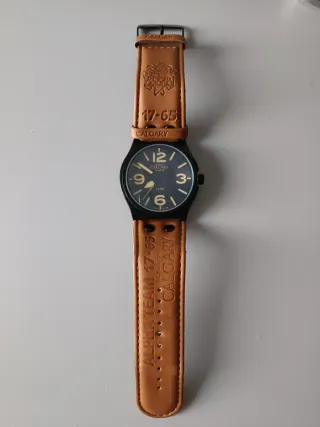 Reloj Calgary Caballero Cuero Marrón Negro