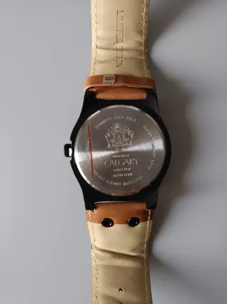 Reloj Calgary Caballero Cuero Marrón Negro