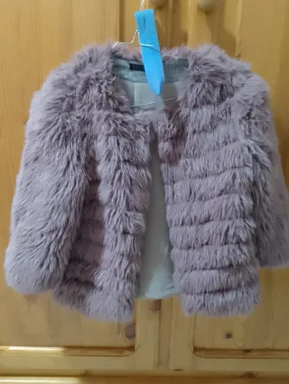 Pellicciotto sintetico grigio/rosa