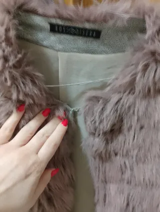 Pellicciotto sintetico grigio/rosa