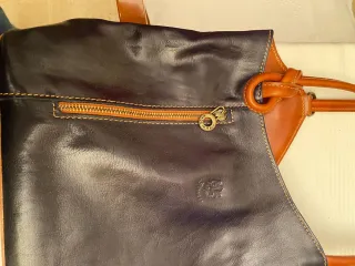 Bolso/Mochila Piel Negro y Marrón