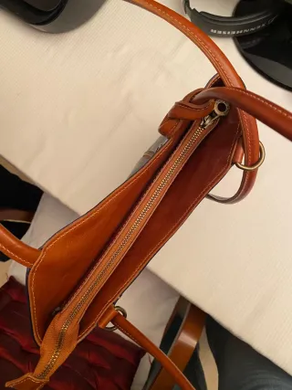 Bolso/Mochila Piel Negro y Marrón