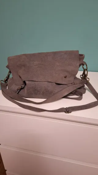 Borsa vera pelle made in Italy grigia